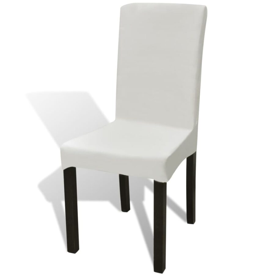 6 st Stoelhoezen recht stretch crèmekleurig