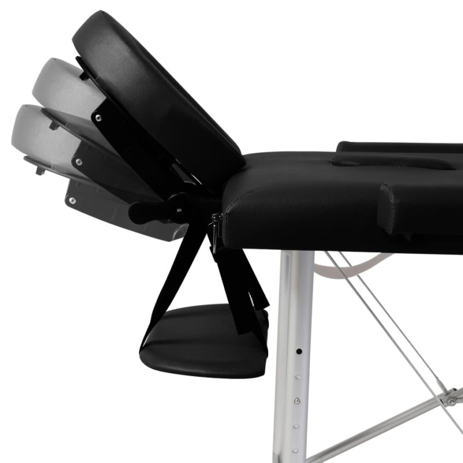 Inklapbare massagetafel 3 zones met aluminium frame (zwart) - Afbeelding 7