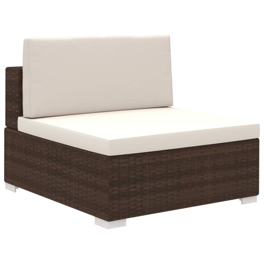 6-delige Loungeset met kussens poly rattan bruin - Afbeelding 3