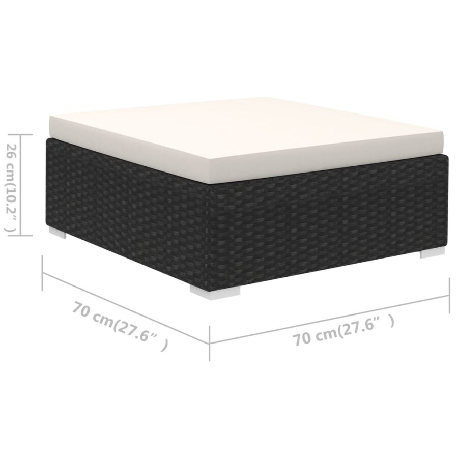 6-delige Loungeset met kussens poly rattan zwart - Afbeelding 9