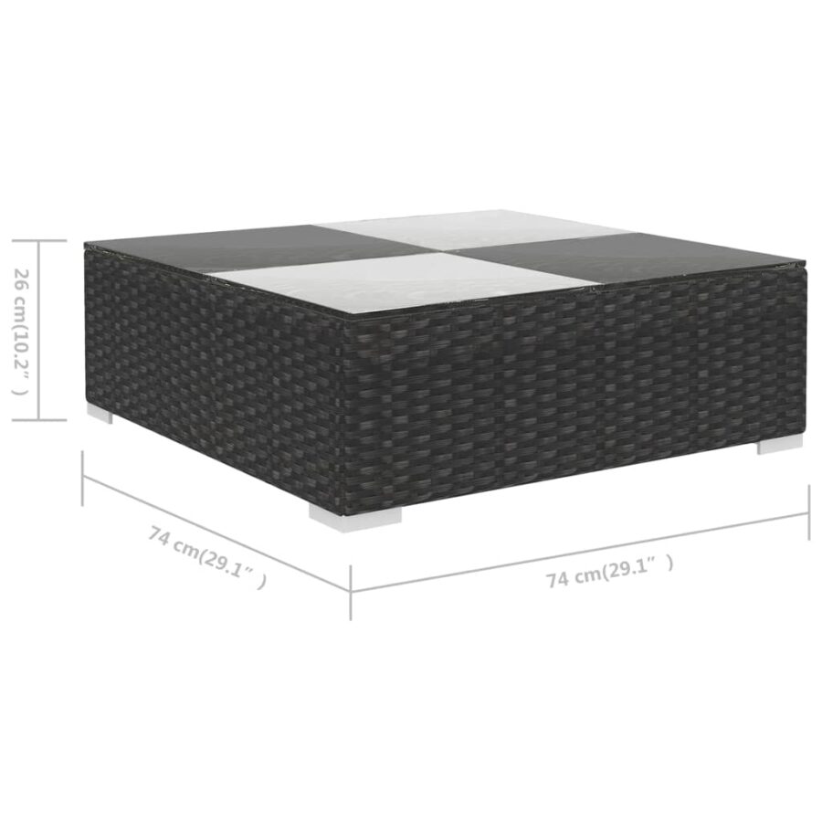 6-delige Loungeset met kussens poly rattan zwart - Afbeelding 10