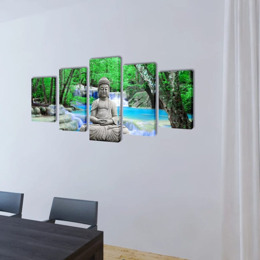 Canvas muurdruk set buddha 200 x 100 cm - Afbeelding 2