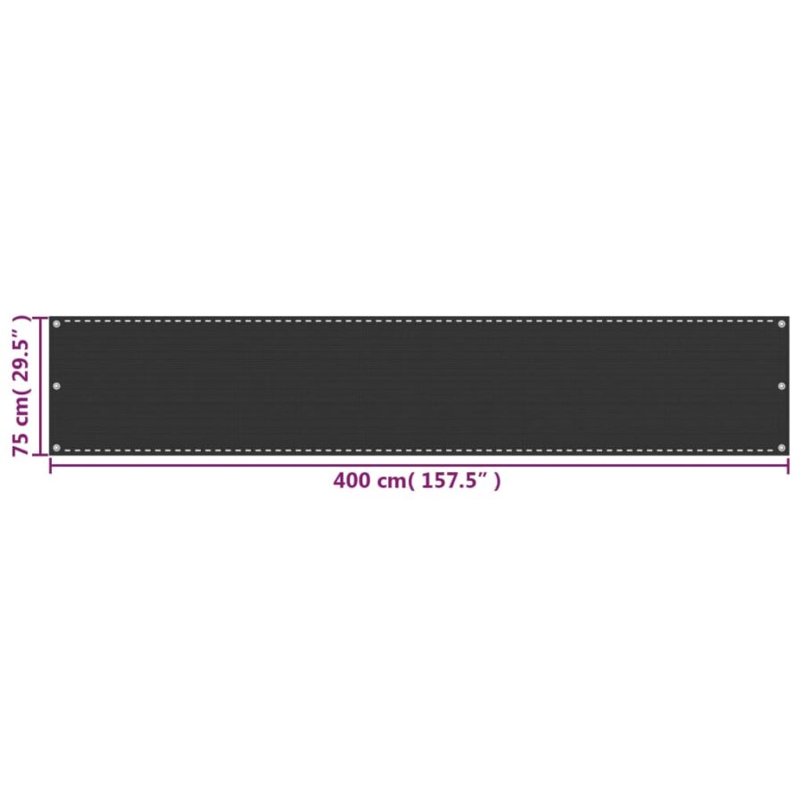 Balkonscherm HDPE 75x400 cm antraciet - Afbeelding 5