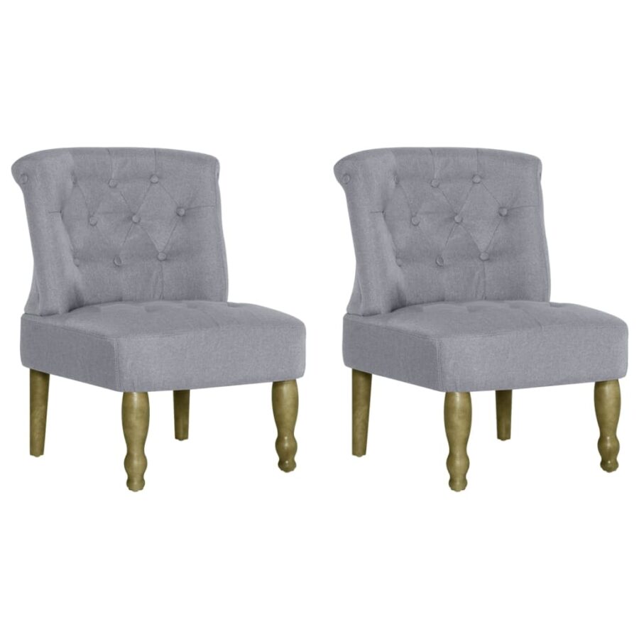 Franse stoelen 2 st stof lichtgrijs - Afbeelding 2