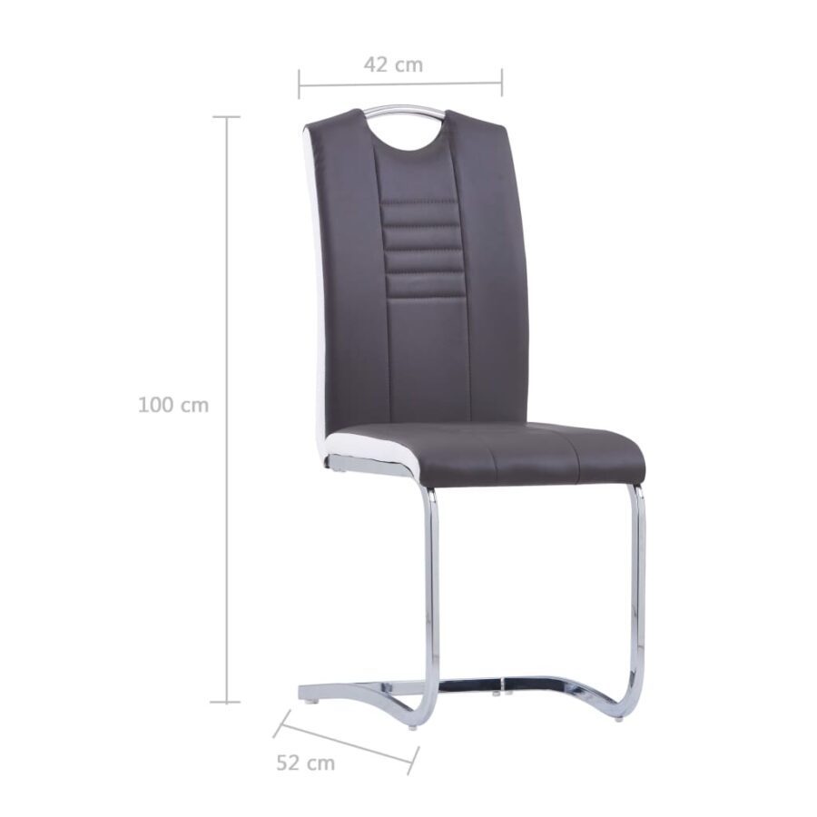 Eetkamerstoelen 4 st kunstleer grijs - Afbeelding 6
