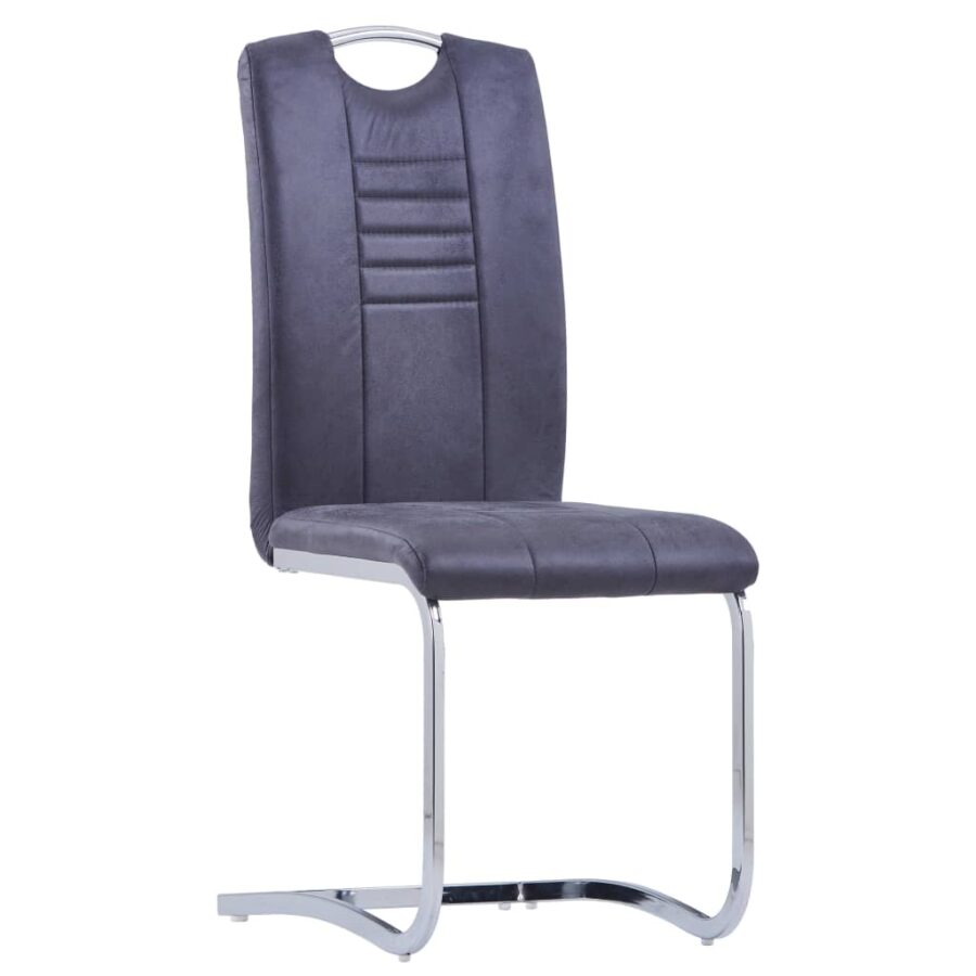 Eetkamerstoelen 2 st kunstsuède grijs - Afbeelding 2