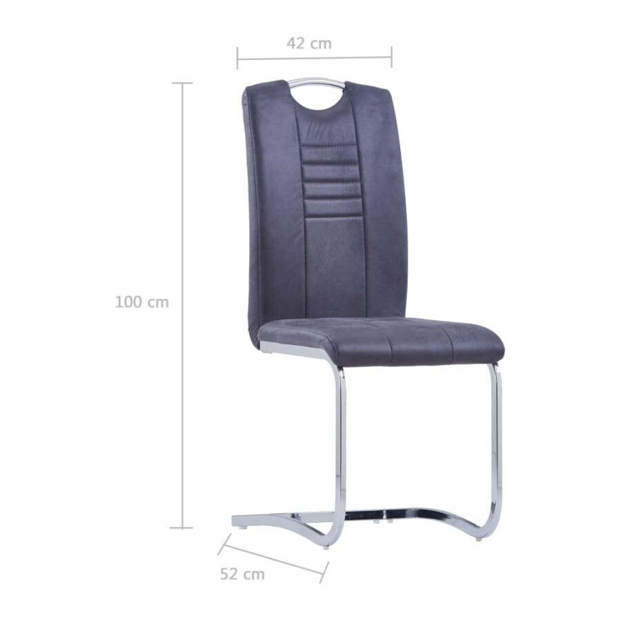 Eetkamerstoelen 2 st kunstsuède grijs - Afbeelding 6