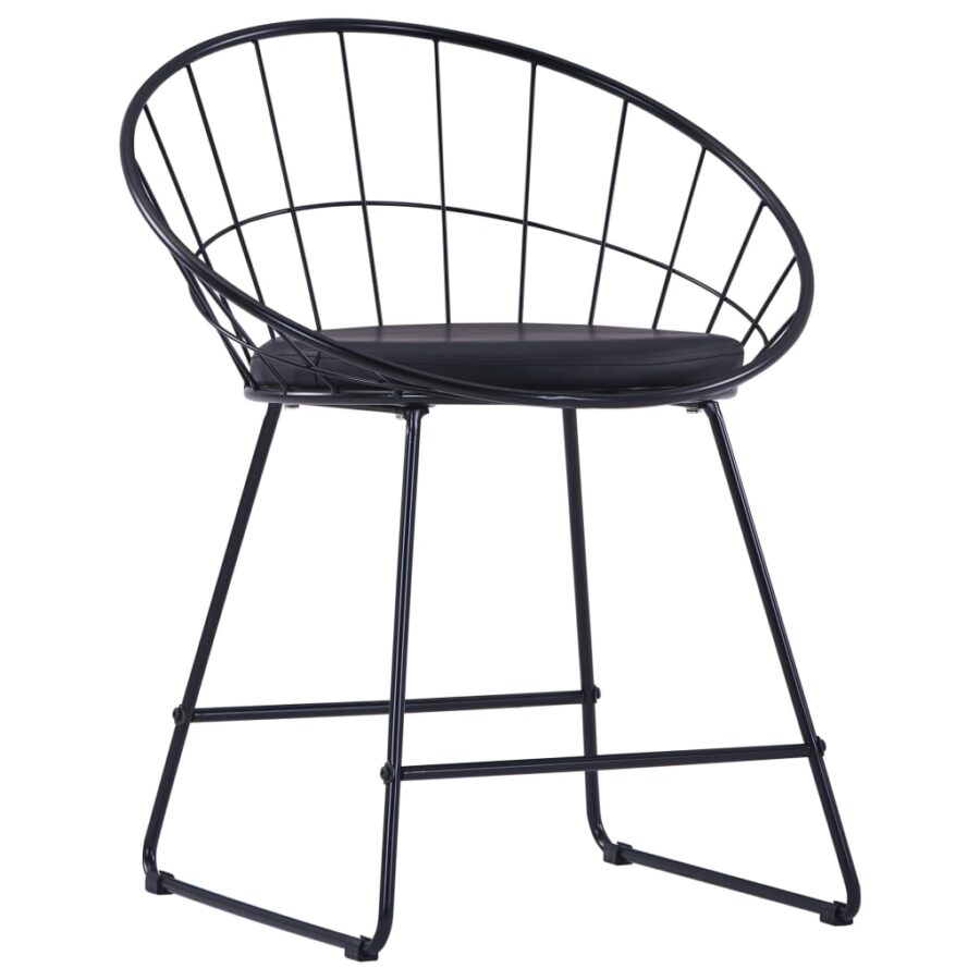 Eetkamerstoelen met kunstleren zittingen 4 st staal zwart - Afbeelding 3
