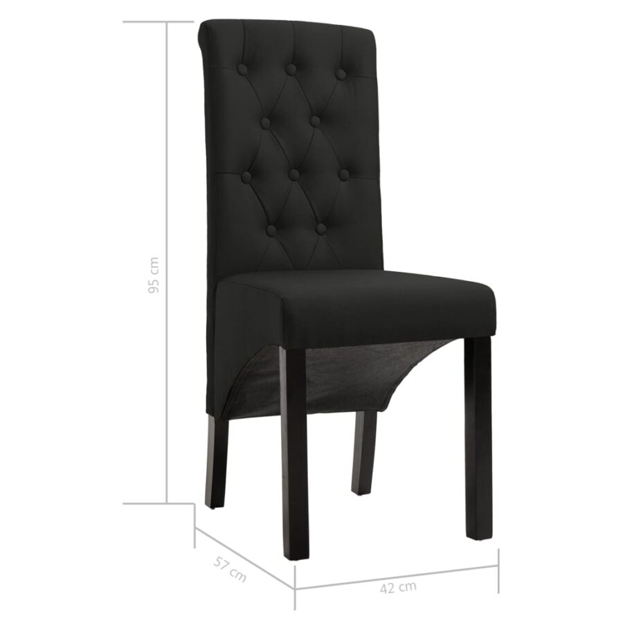 Eetkamerstoelen 6 st stof zwart - Afbeelding 8