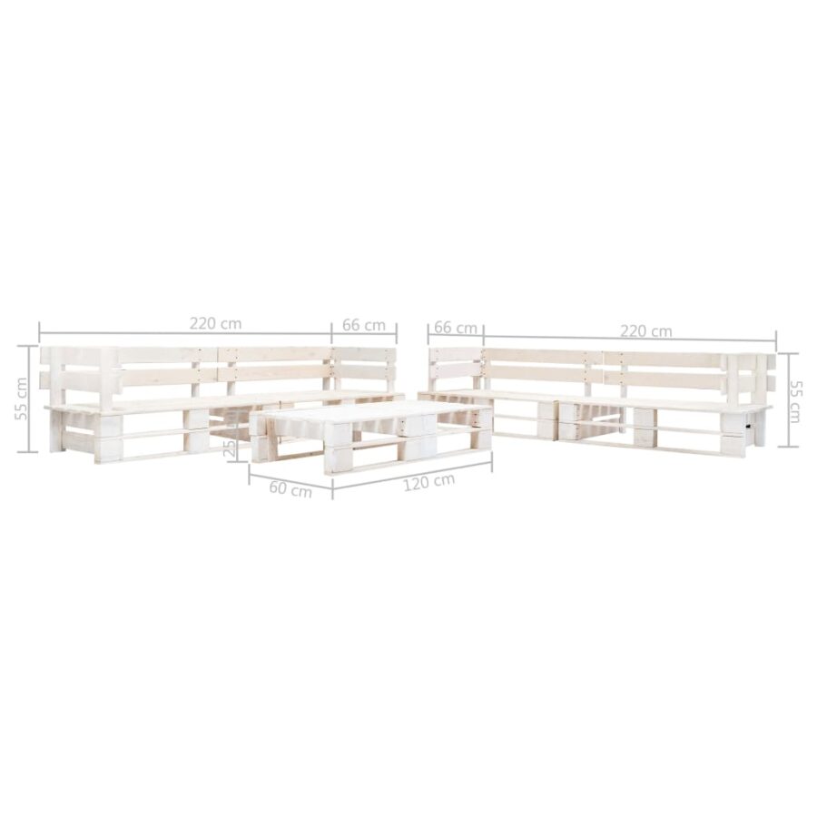 6-delige Loungeset pallet hout wit - Afbeelding 3