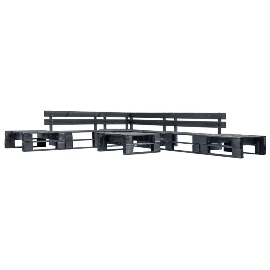 6-delige Loungeset pallet hout zwart