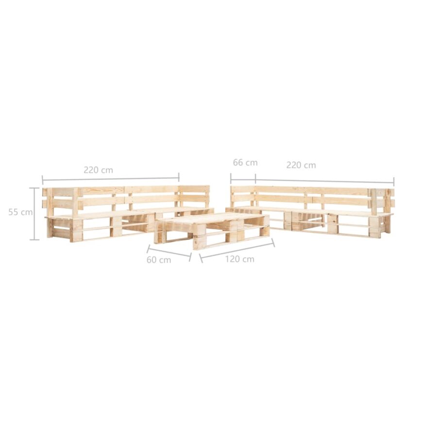 6-delige Loungeset pallet hout naturel - Afbeelding 3