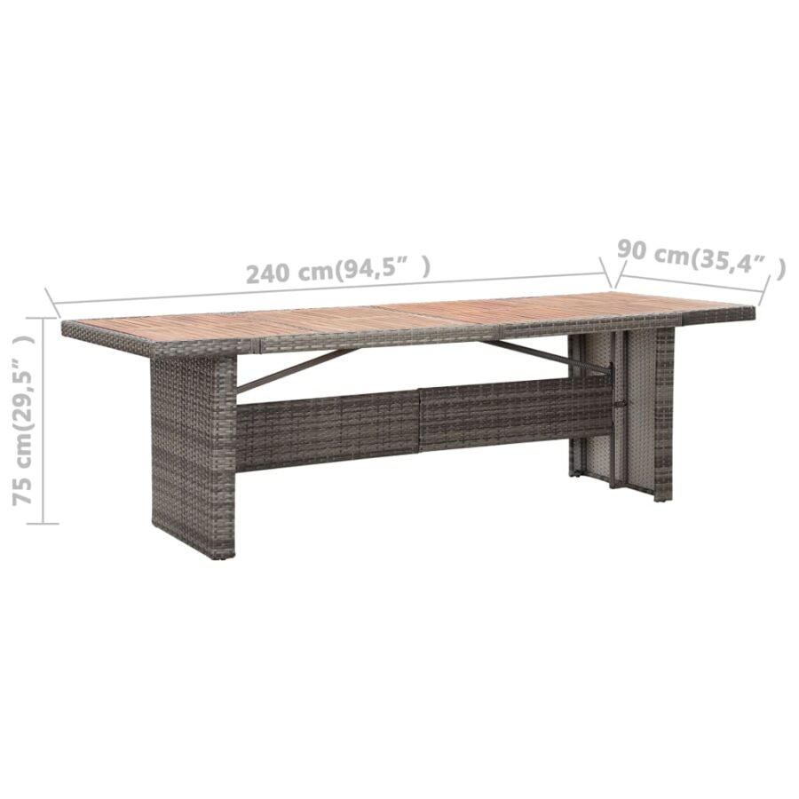 9-delige Tuinset met kussens poly rattan grijs - Afbeelding 12