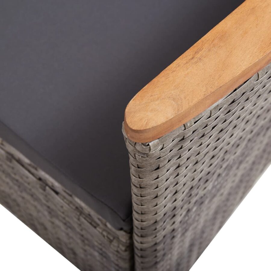 9-delige Tuinset met kussens poly rattan grijs - Afbeelding 10