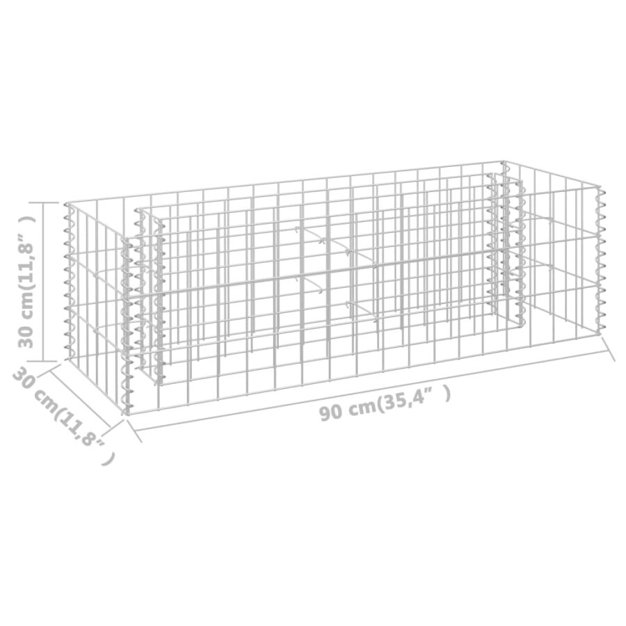 Gabion plantenbak verhoogd 90x30x30 cm gegalvaniseerd staal - Afbeelding 7