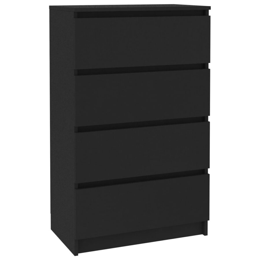 Dressoir 60x35x98,5 cm bewerkt hout zwart - Afbeelding 2