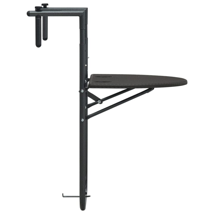 Balkontafel hangend 60x64x83,5 cm rattan-look kunststof bruin - Afbeelding 3