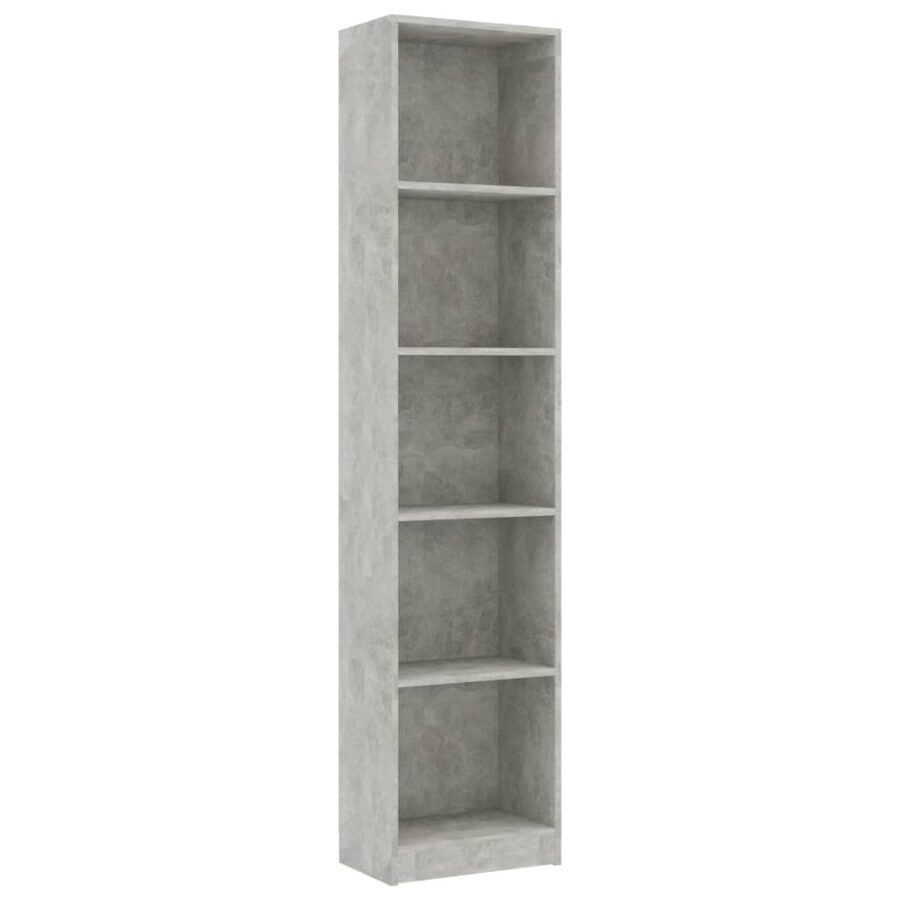 Boekenkast met 5 schappen 40x24x175 cm bewerkt hout betongrijs - Afbeelding 2