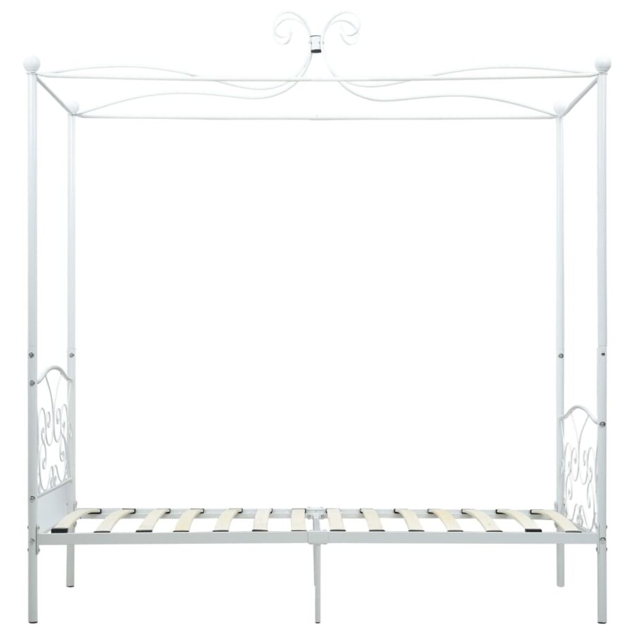Hemelbedframe metaal wit 90x200 cm - Afbeelding 4