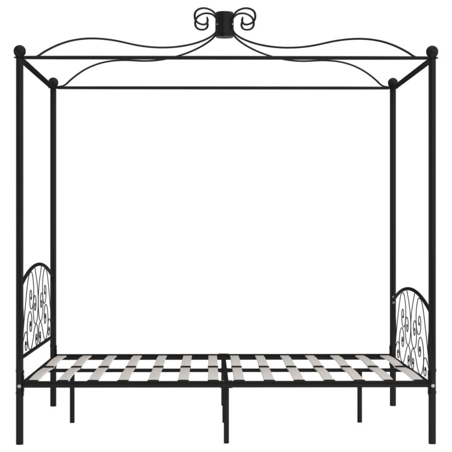 Hemelbedframe metaal zwart 140x200 cm - Afbeelding 4