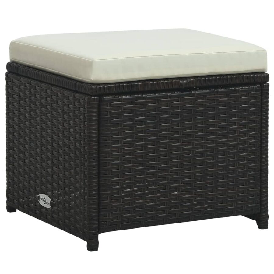 6-delige Loungeset met kussens poly rattan bruin - Afbeelding 11