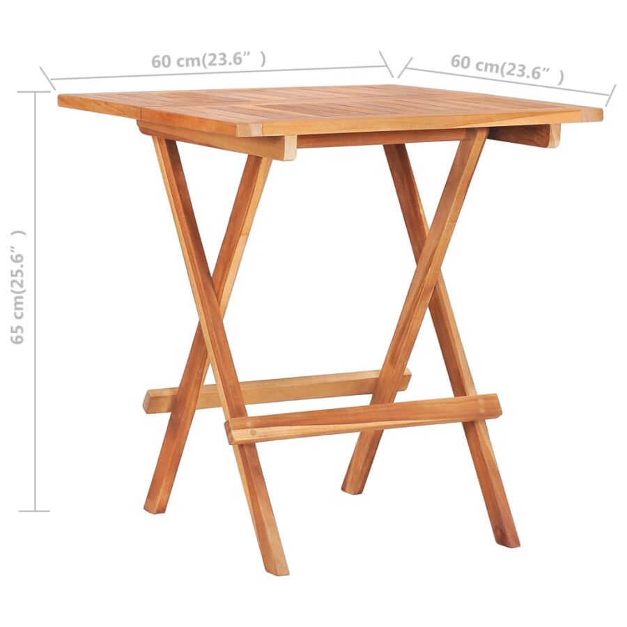 Bistrotafel inklapbaar 60x60x65 cm massief teakhout - Afbeelding 7