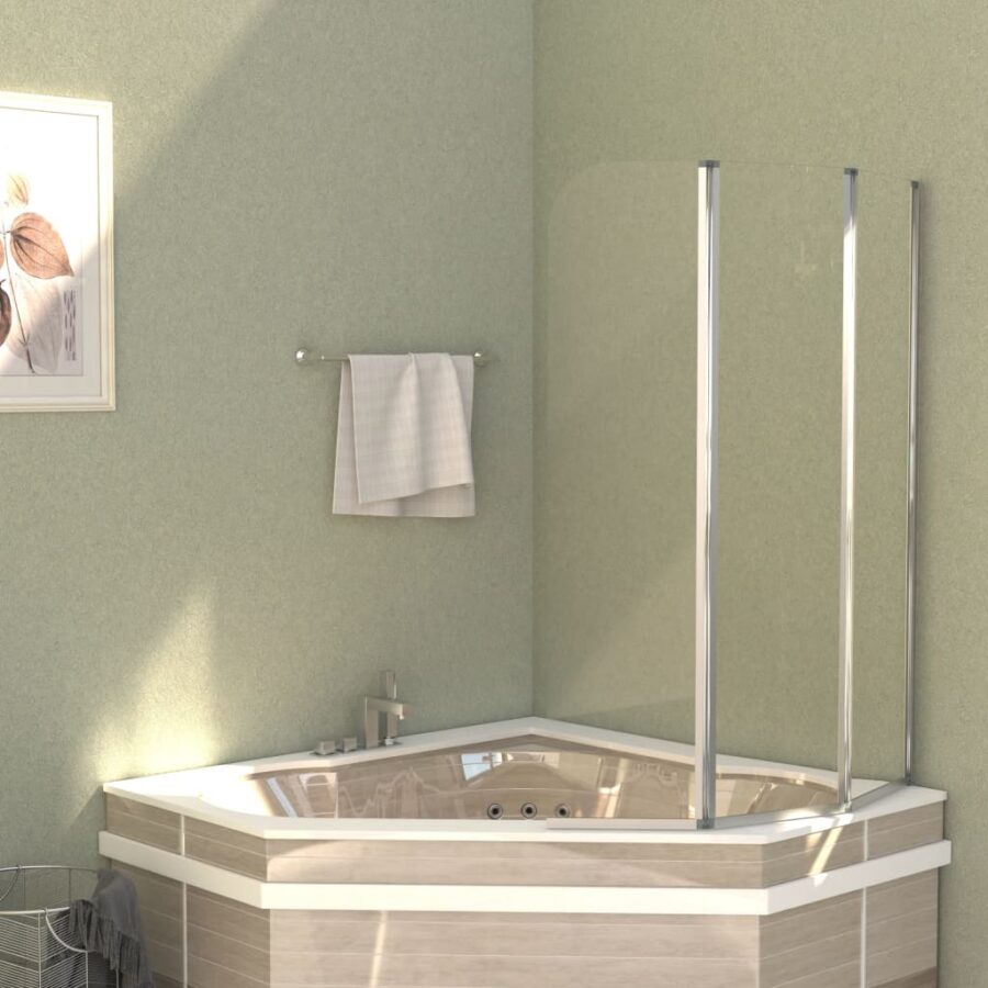 Badwanden 2 st 104x130 cm gehard glas transparant - Afbeelding 3