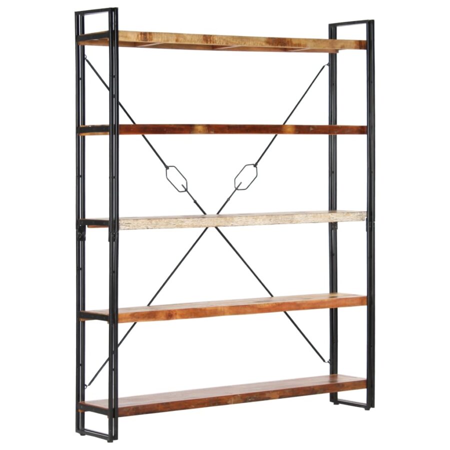Boekenkast met 5 schappen 140x30x180 cm massief gerecycled hout - Afbeelding 8