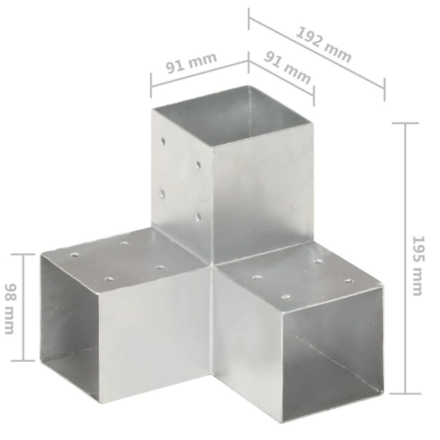 Paalverbindingen 4 st Y-vorm 91x91 mm gegalvaniseerd metaal - Afbeelding 6