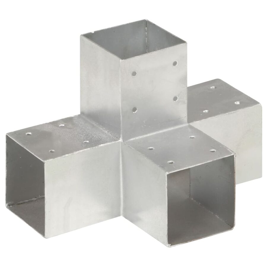 Paalverbindingen 4 st X-vorm 91x91 mm gegalvaniseerd metaal - Afbeelding 2