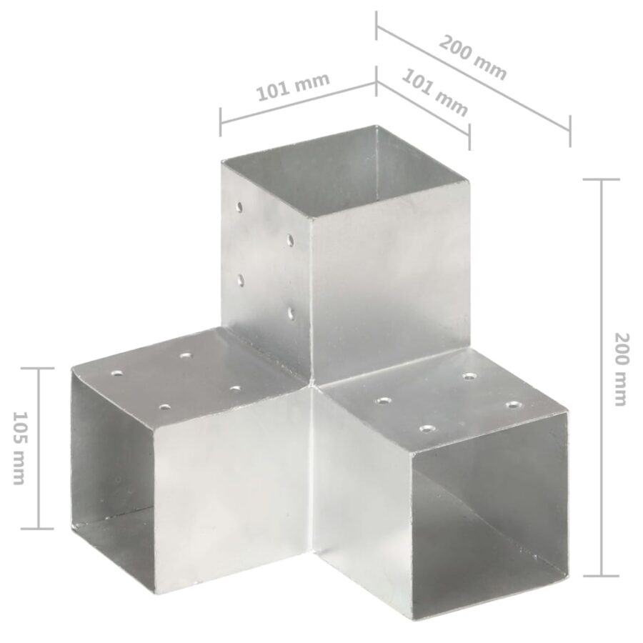 Paalverbindingen 4 st Y-vorm 101x101 mm gegalvaniseerd metaal - Afbeelding 6