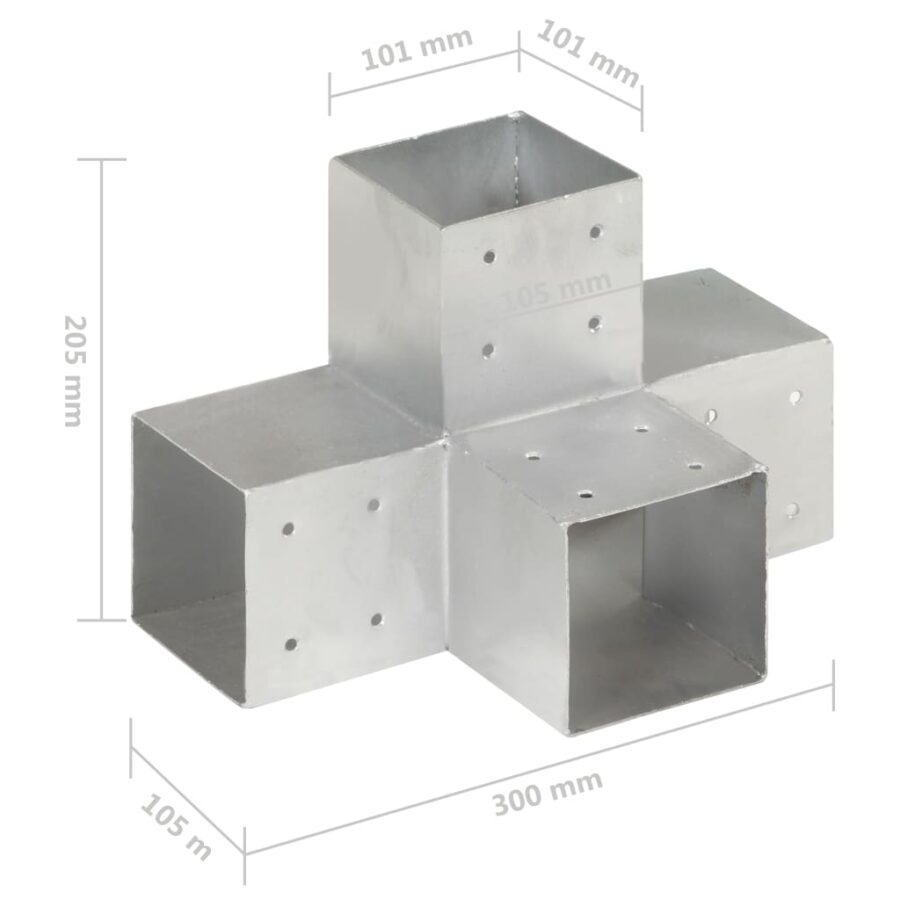 Paalverbindingen 4 st X-vorm 101x101 mm gegalvaniseerd metaal - Afbeelding 7