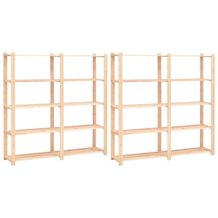 Opbergrekken 5-laags 2 st 170x38x170 cm grenenhout 500 kg