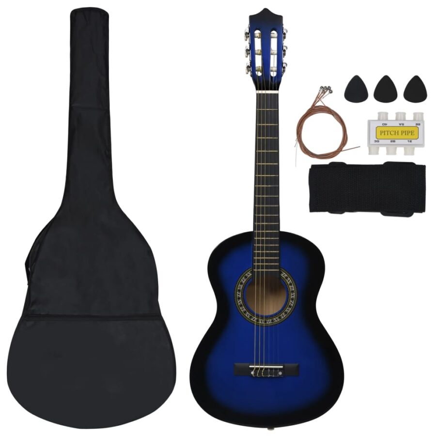 8-delige Gitaarset klassiek beginner 1/2 34" blauw - Afbeelding 2