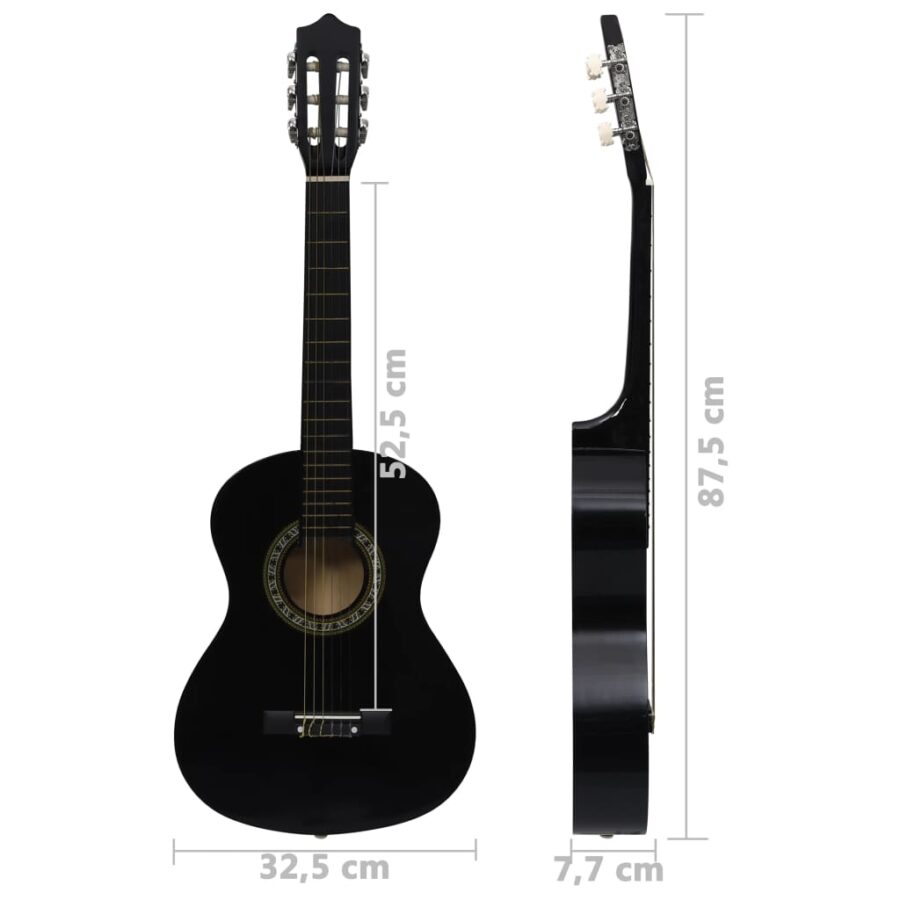8-delige Gitaarset klassiek beginner 1/2 34" zwart - Afbeelding 11