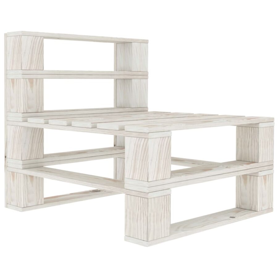 6-delige Loungeset pallet hout wit - Afbeelding 5