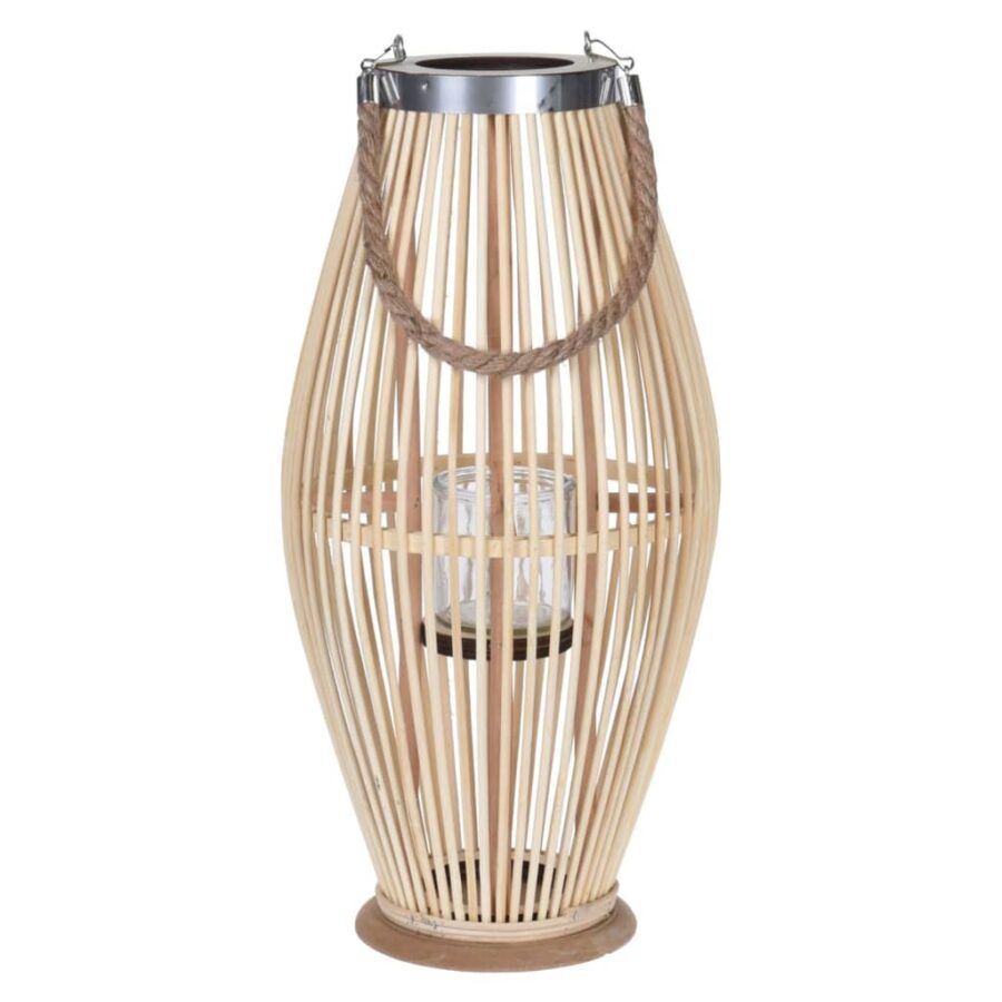 H&S Collection Lantaarn 24x48 cm bamboe naturel - Afbeelding 2
