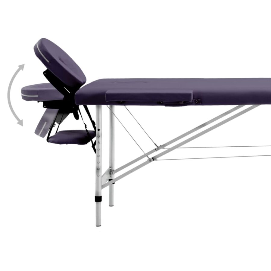 Massagetafel inklapbaar 2 zones aluminum paars - Afbeelding 5