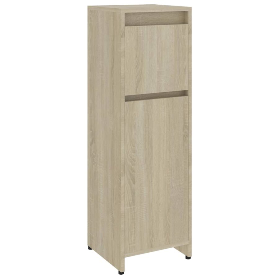 Badkamerkast 30x30x95 cm bewerkt hout sonoma eikenkleurig - Afbeelding 2