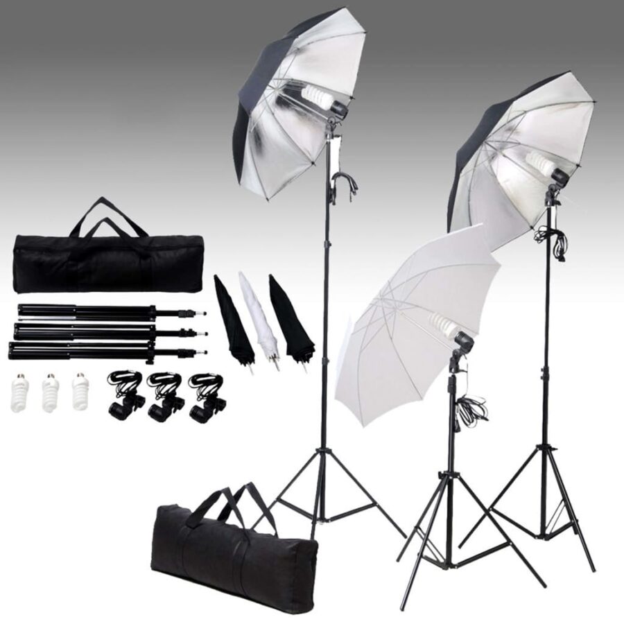 Fotostudioset met verlichtingsset en achtergrond - Afbeelding 2