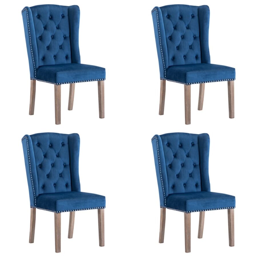 Eetkamerstoelen 4 st fluweel blauw