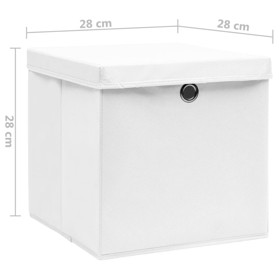 Opbergboxen met deksel 4 st 28x28x28 cm wit - Afbeelding 6