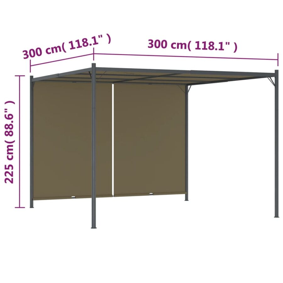 Pergola met uittrekbaar dak 180 g/m² 3x3 m taupe - Afbeelding 7