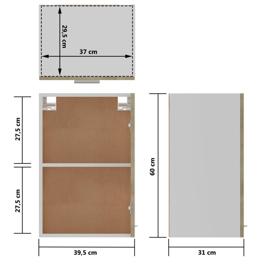 Hangkast 39,5x31x60 cm bewerkt hout sonoma eikenkleurig - Afbeelding 10