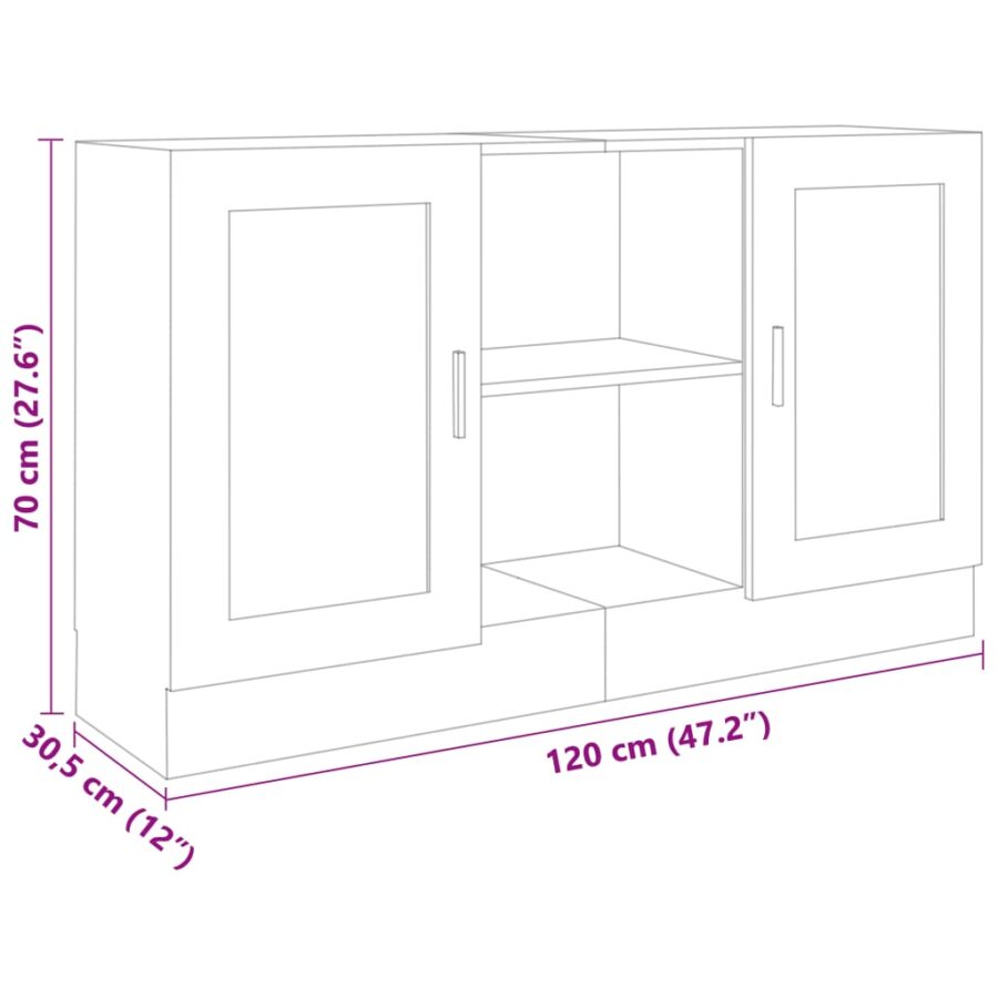 Dressoir 120x30,5x70 cm bewerkt hout wit - Afbeelding 8