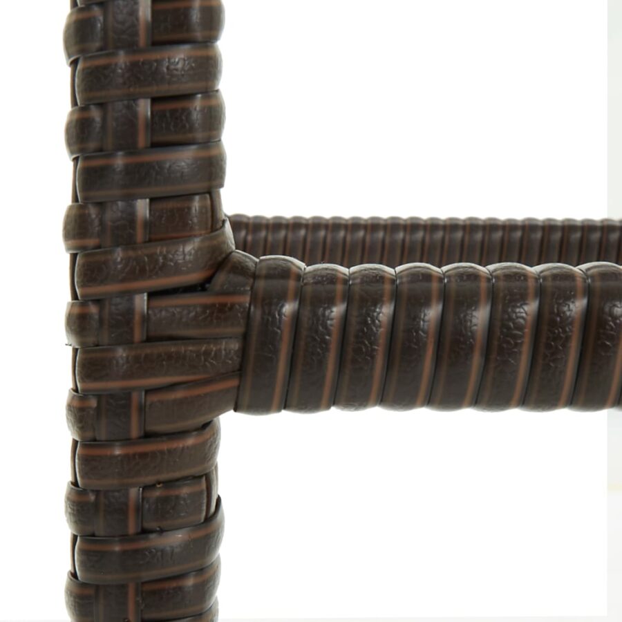 Barkrukken met kussens 2 st poly rattan bruin - Afbeelding 7