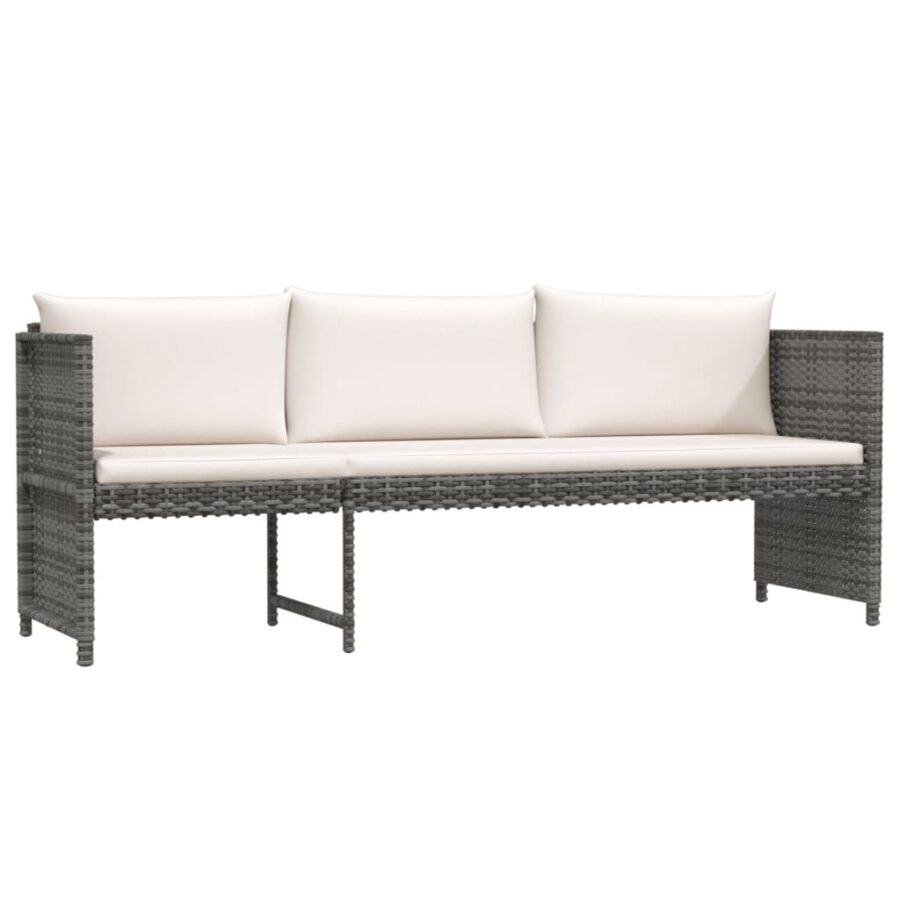 6-delige Loungeset met kussens poly rattan grijs - Afbeelding 3