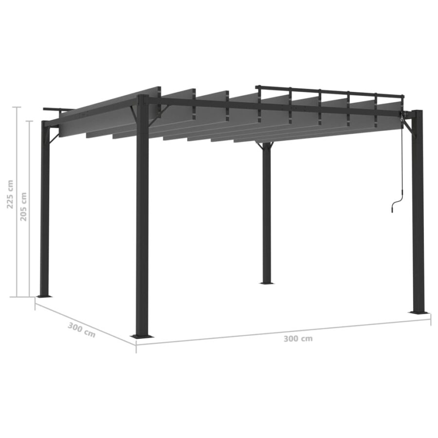 Prieel met lamellendak 3x3 m stof en aluminium antracietkleurig - Afbeelding 8