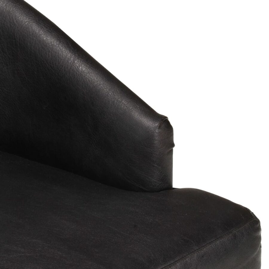 Eetkamerstoelen 4 st echt geitenleer zwart - Afbeelding 7