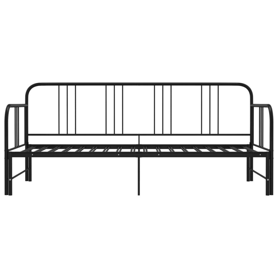 Slaapbankframe uittrekbaar metaal zwart 90x200 cm - Afbeelding 3